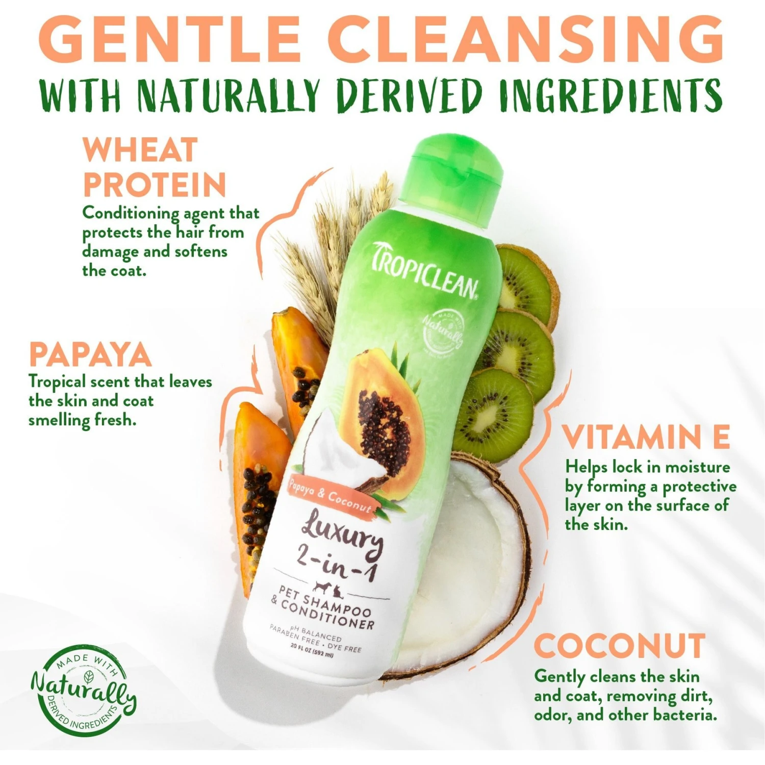 TropiClean Luxury 2 In 1 Papaya & Coconut Pet Shampoo & Conditioner & TropiClean Papaya Deodorizing Dog & Cat Spray 5 TropiClean Luxury 2 In 1 Papaya & Coconut Pet Shampoo & Conditioner & TropiClean Papaya Deodorizing Dog & Cat Spray - Image 3