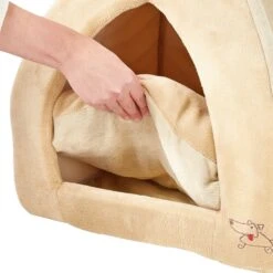 Best Pet Supplies Fleece Tent Covered Cat & Dog Bed, Tan -Pet Dog Supply Store 107132 PT6. AC SS1800 V1566250847