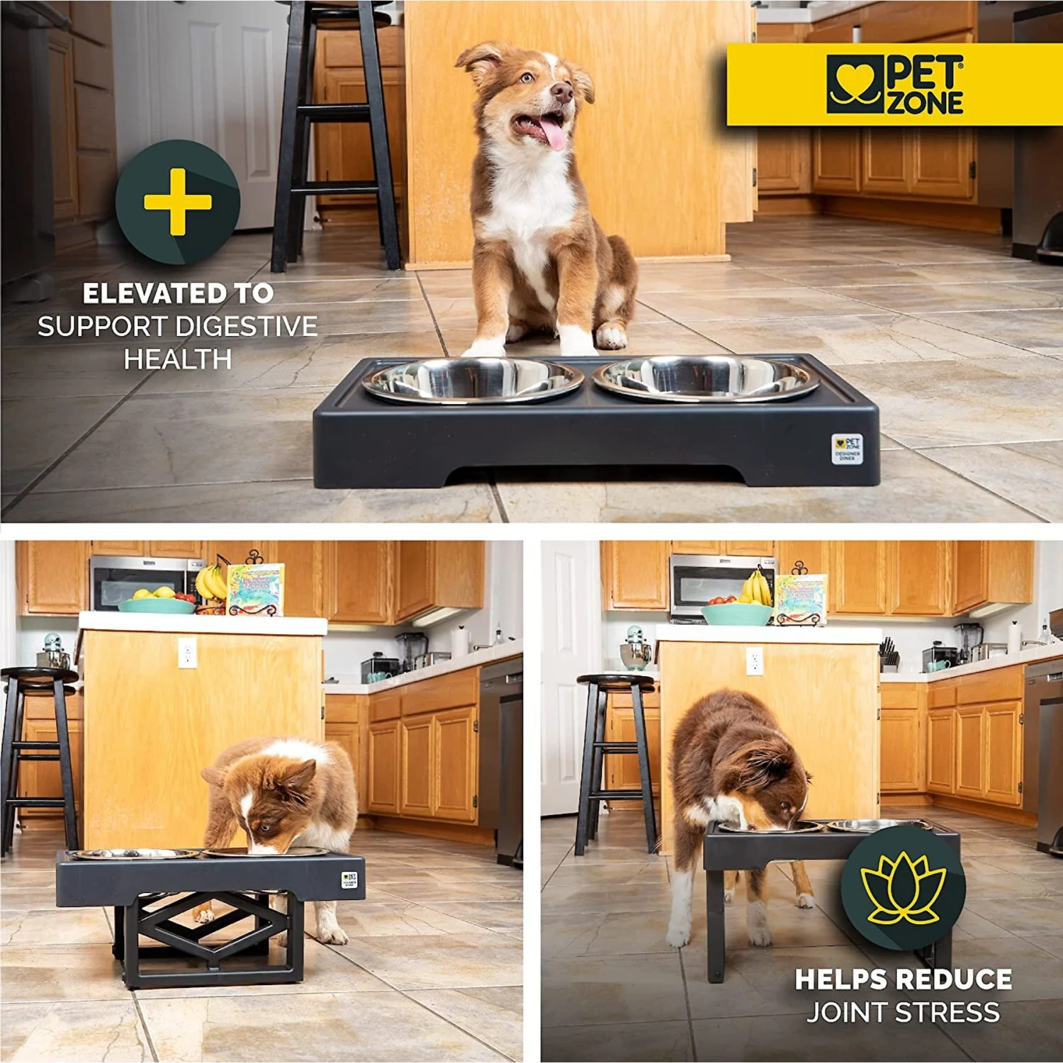 Pet Zone Designer Diner Adjustable Elevated Dog & Cat Bowls, 7-cup 4 Pet Zone Designer Diner Adjustable Elevated Dog & Cat Bowls, 7-cup - Image 2