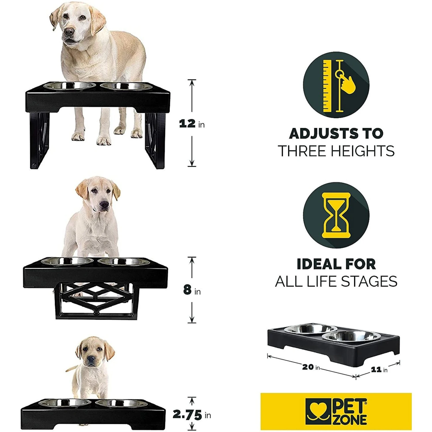 Pet Zone Designer Diner Adjustable Elevated Dog & Cat Bowls, 7-cup 5 Pet Zone Designer Diner Adjustable Elevated Dog & Cat Bowls, 7-cup - Image 3