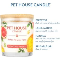 Pet House Ruby Red Grapefruit Natural Plant-Based Wax Candle -Pet Dog Supply Store 116010 PT3. AC SS1800 V1623792800