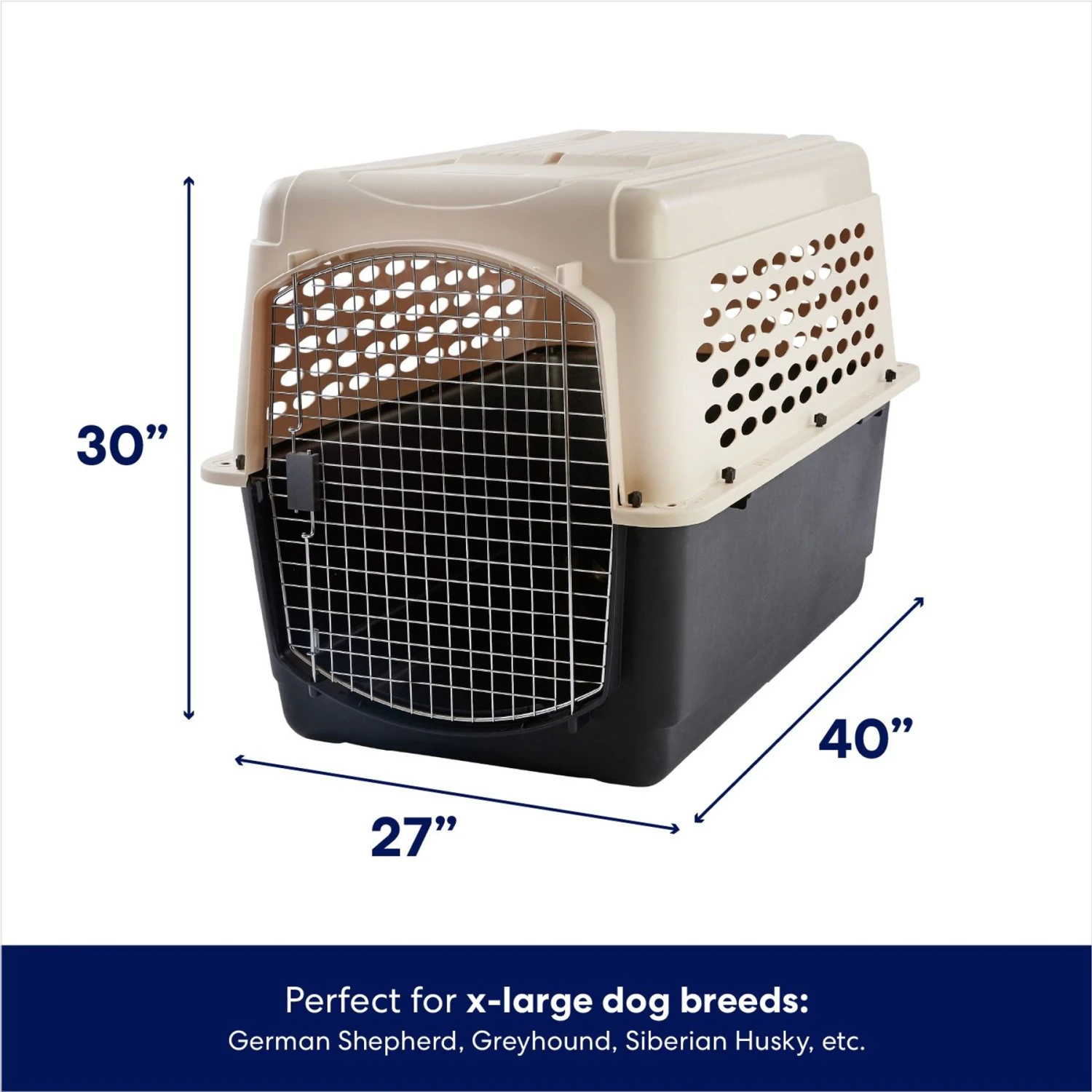 Frisco Plastic Dog & Cat Kennel, Almond & Black 4 Frisco Plastic Dog & Cat Kennel, Almond & Black - Image 2