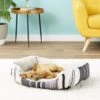 ASPCA Microtech Striped Bolster Dog Bed With Removable Cover