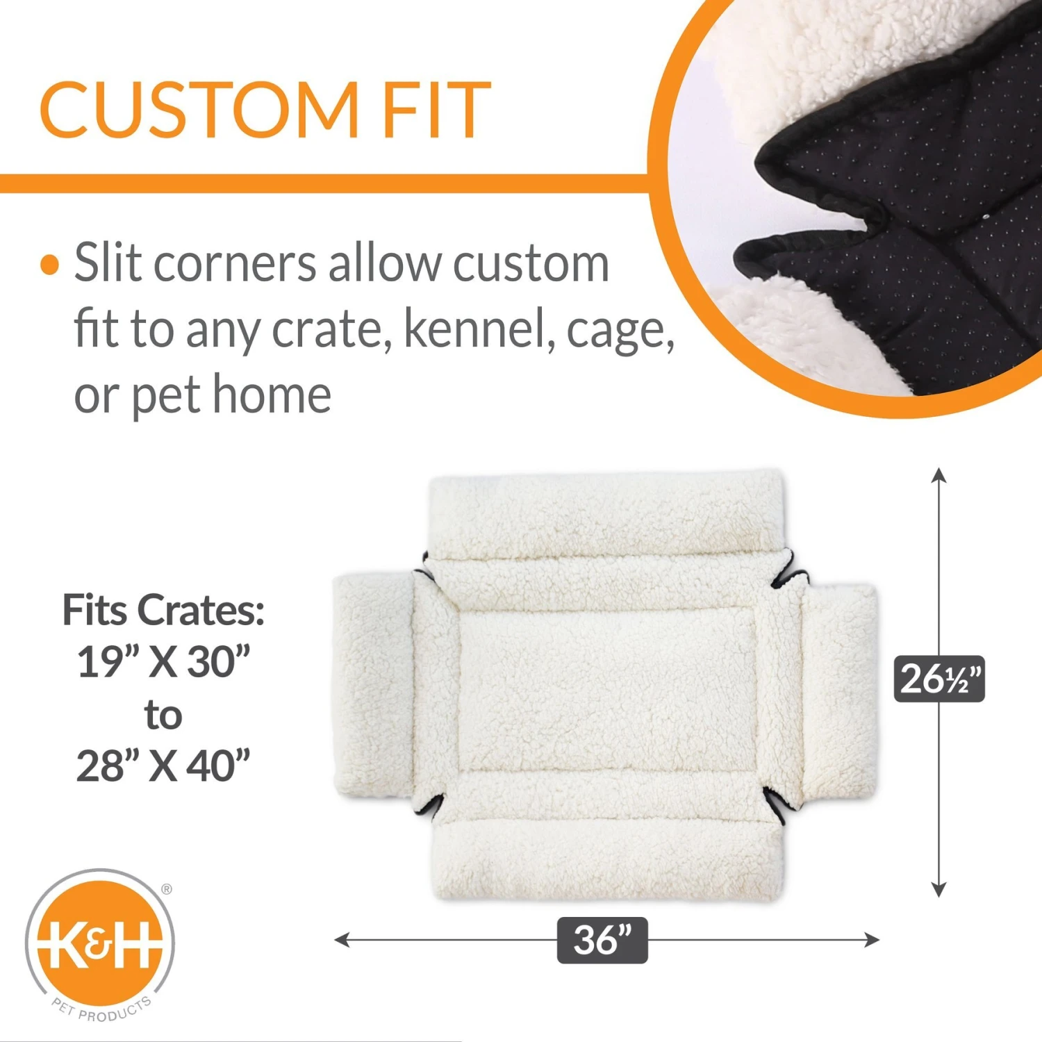 K&H Pet Products Deluxe Bolster Dog Crate Pad, Natural 5 K&H Pet Products Deluxe Bolster Dog Crate Pad, Natural - Image 3