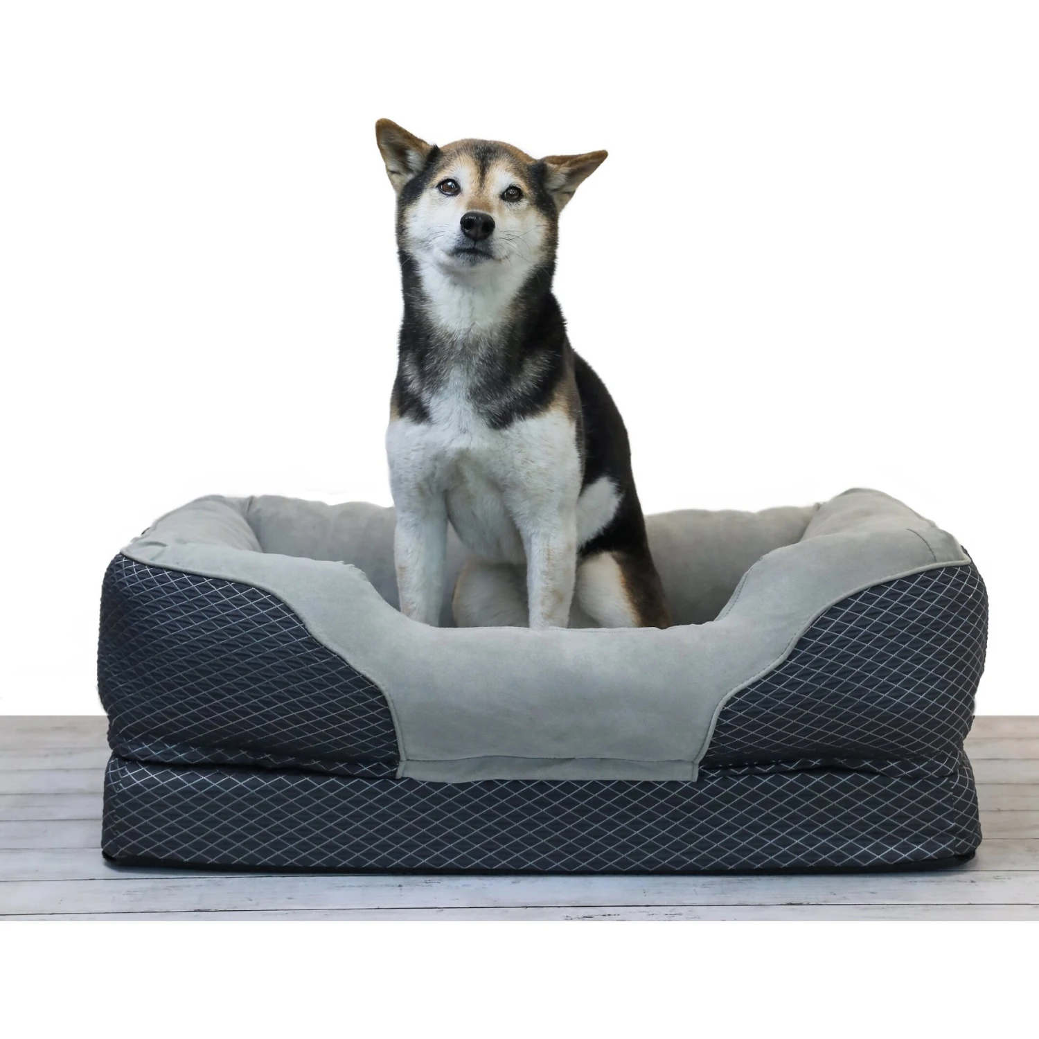 BarksBar Snuggly Sleeper Orthopedic Bolster Dog Bed With Removable Cover, Gray 3 BarksBar Snuggly Sleeper Orthopedic Bolster Dog Bed With Removable Cover, Gray