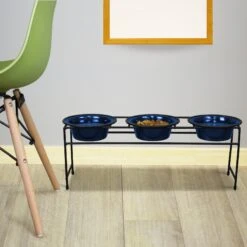 Platinum Pets Modern Triple Diner Elevated Wide Rimmed Dog & Cat Bowl -Pet Dog Supply Store 155508 PT3. AC SS1800 V1598910677