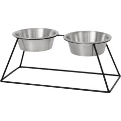 Frisco Pyramid Elevated Stainless Steel Double Diner Dog & Cat Bowl -Pet Dog Supply Store 159884 PT2. AC SS1800 V1583424781