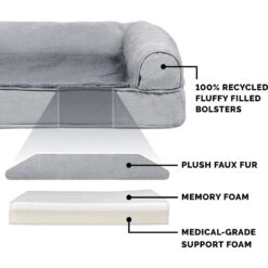 FurHaven Plush & Suede Memory Top Bolster Dog Bed With Removable Cover -Pet Dog Supply Store 173137 PT5. AC SS1800 V1606779145