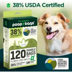 The Original Poop Bags Handle Tie USDA Biobased Waste Bags, Green, Large, 120 Count -Pet Dog Supply Store 173549 PT2. AC SS1800 V1695136906