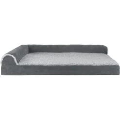 FurHaven Two Tone Faux Fur & Suede Deluxe Chaise Cooling Gel Dog & Cat Bed With Removable Cover -Pet Dog Supply Store 176048 PT2. AC SS1800 V1601483493