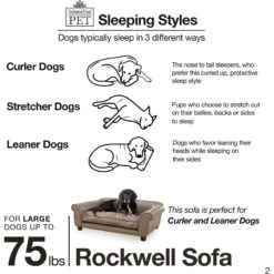 Enchanted Home Pet Rockwell Sofa Dog Bed With Removable Cover, Large, Pewter -Pet Dog Supply Store 180298 PT5. AC SS1800 V1563226364