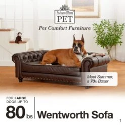 Enchanted Home Pet Wentworth Sofa Dog Bed With Removable Cover, Large, Charcoal Grey -Pet Dog Supply Store 180300 PT4. AC SS1800 V1563226413