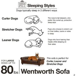 Enchanted Home Pet Wentworth Sofa Dog Bed With Removable Cover, Large, Charcoal Grey -Pet Dog Supply Store 180300 PT5. AC SS1800 V1563226427