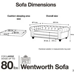 Enchanted Home Pet Wentworth Sofa Dog Bed With Removable Cover, Large, Charcoal Grey -Pet Dog Supply Store 180300 PT6. AC SS1800 V1563226428