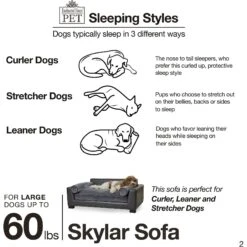 Enchanted Home Pet Skylar Sofa Dog Bed With Removable Cover, Large -Pet Dog Supply Store 180310 PT5. AC SS1800 V1563226619
