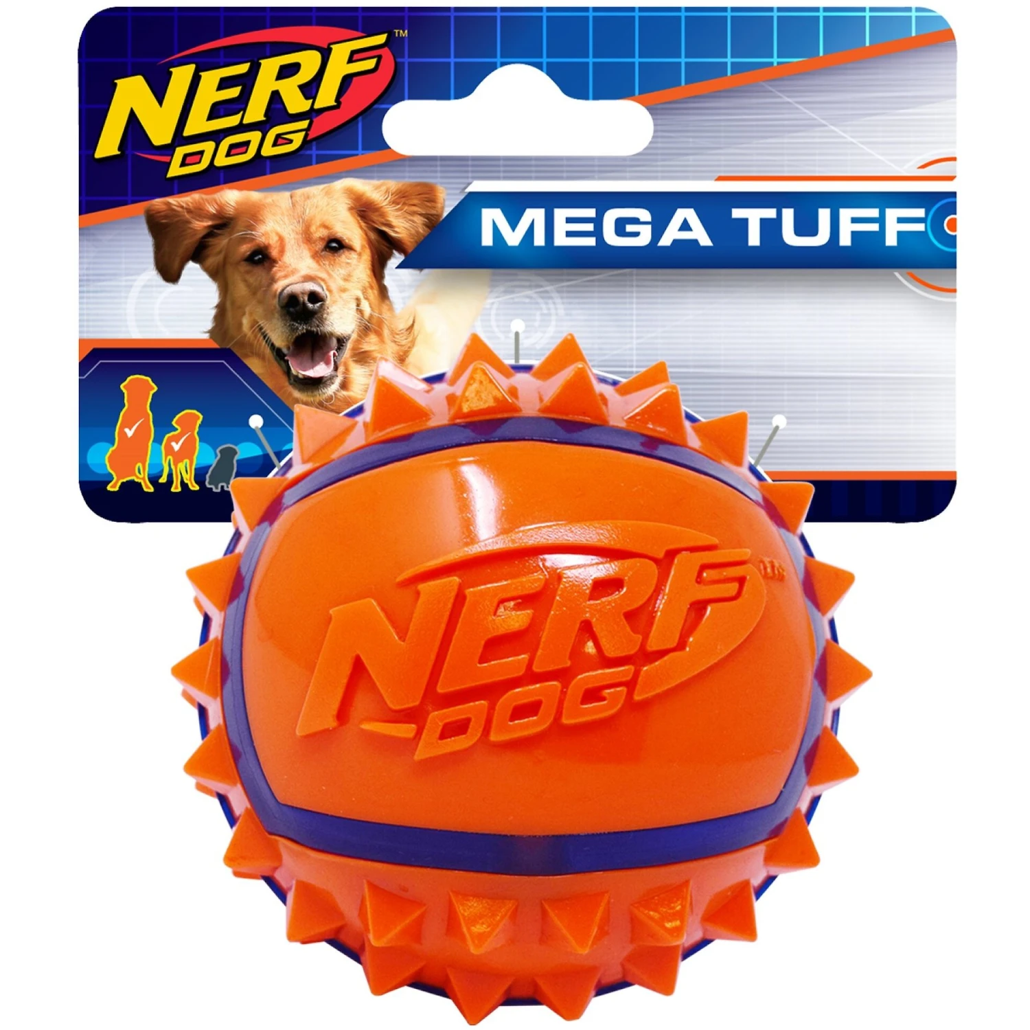 Nerf Dog Mega Tuff TPR Spike Ball Dog Toy 3 Nerf Dog Mega Tuff TPR Spike Ball Dog Toy