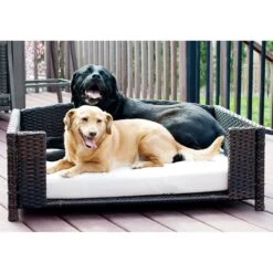 Iconic Pet Rattan Rectangular Sofa Cat & Dog Bed With Removable Cover, Espresso -Pet Dog Supply Store 192464 PT3. AC SS1800 V1568755927