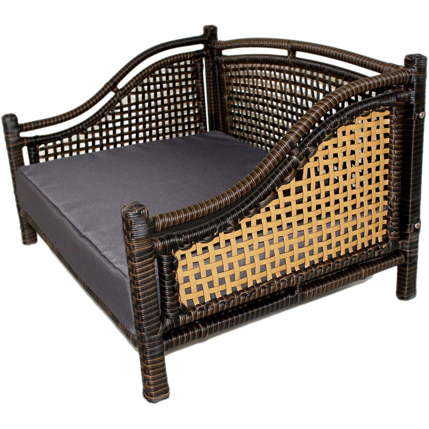 Iconic Pet Maharaja Rattan Sofa Cat & Dog Bed With Removable Cover, Caramel & Mocha 4 Iconic Pet Maharaja Rattan Sofa Cat & Dog Bed With Removable Cover, Caramel & Mocha - Image 2