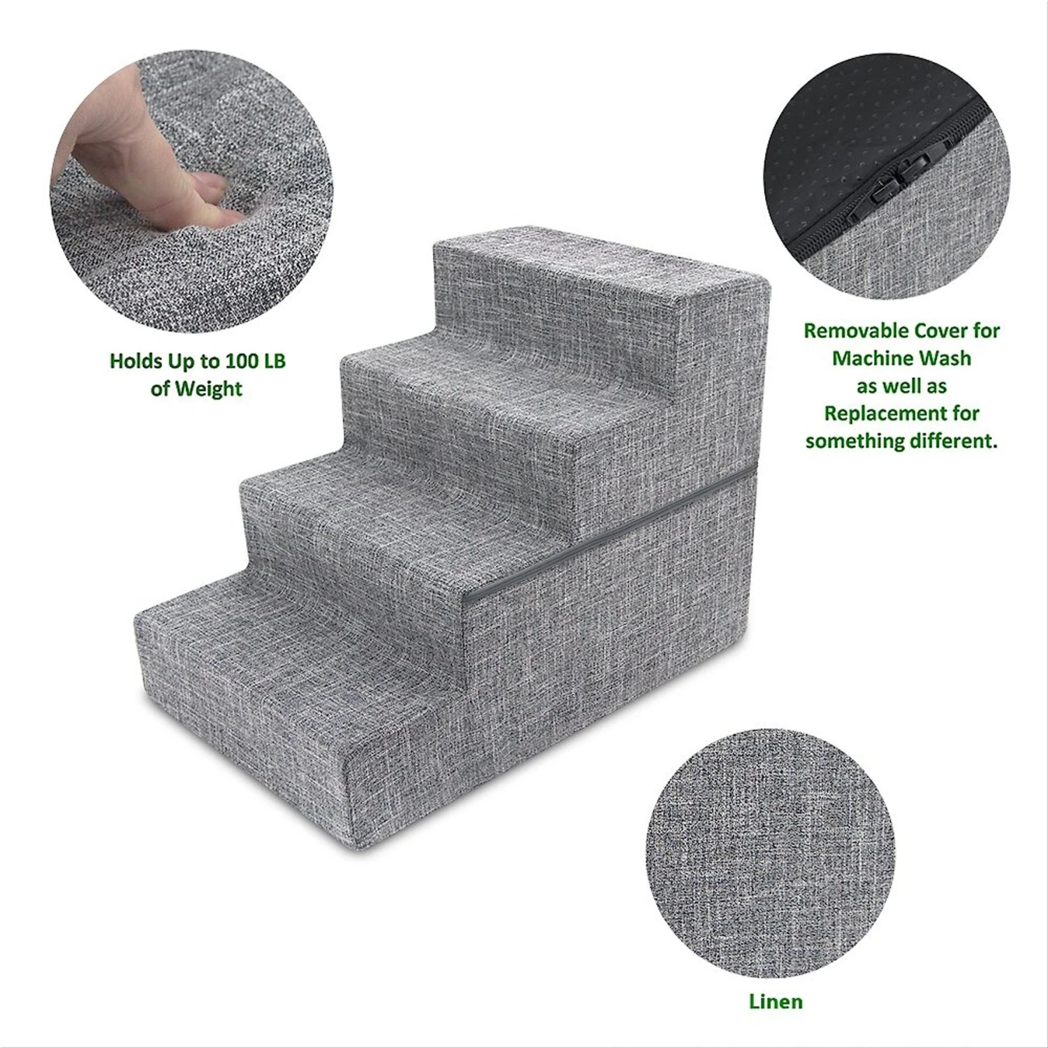 Best Pet Supplies Linen Covered Foam Foldable Cat & Dog Stairs 5 Best Pet Supplies Linen Covered Foam Foldable Cat & Dog Stairs - Image 3