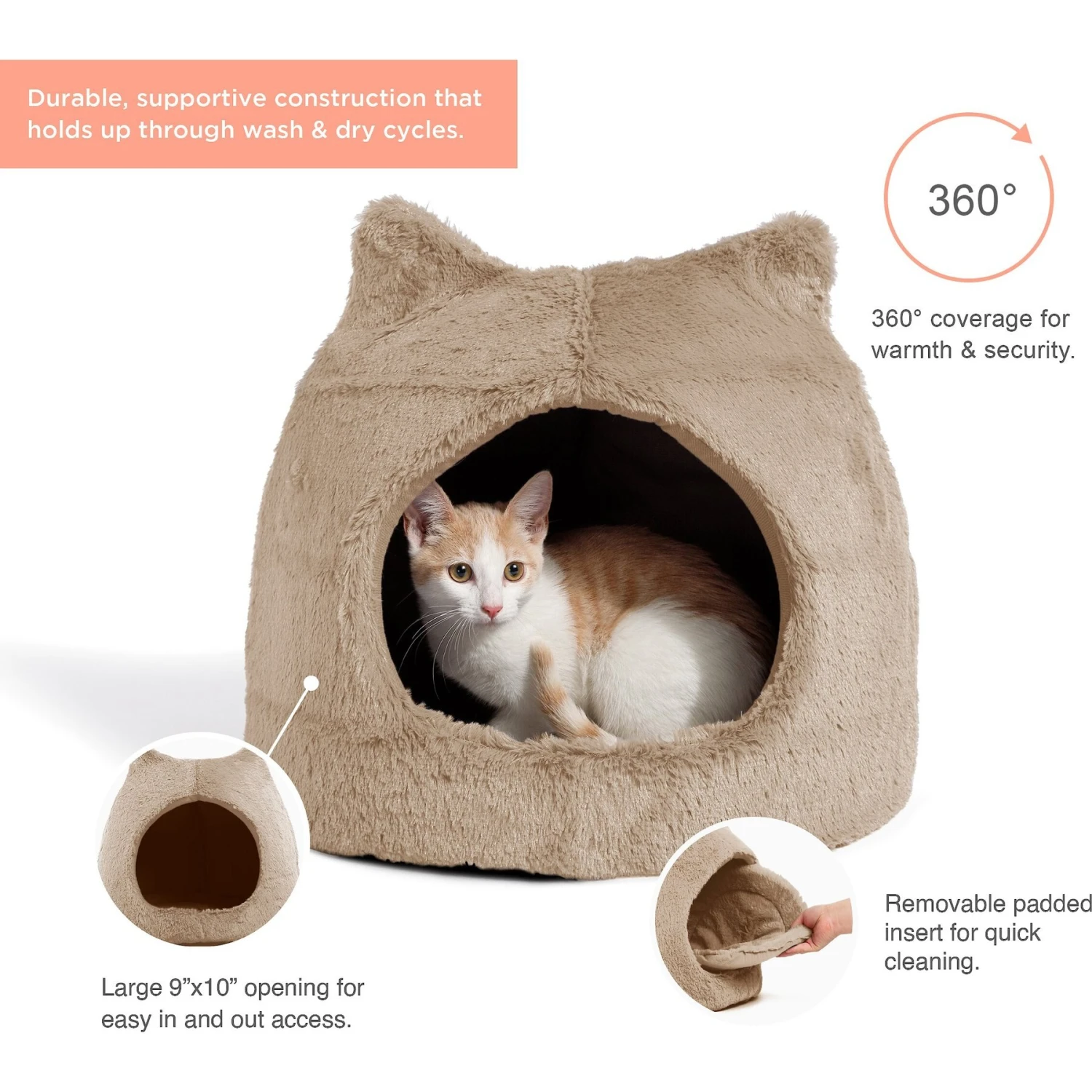 Best Friends By Sheri Meow Hut Covered Cat & Dog Bed 4 Best Friends By Sheri Meow Hut Covered Cat & Dog Bed - Image 2