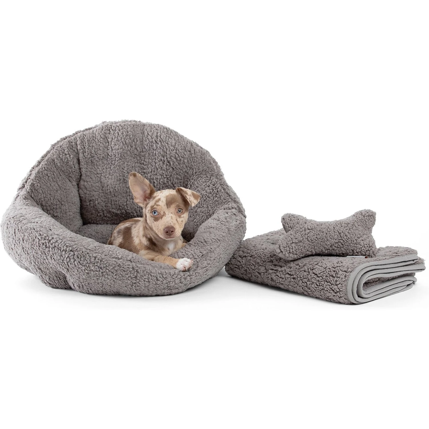 Best Friends By Sheri Sherpa Deep Dish Bolster Cat & Dog Bed W/Blanket & Plush Bone 3 Best Friends By Sheri Sherpa Deep Dish Bolster Cat & Dog Bed W/Blanket & Plush Bone