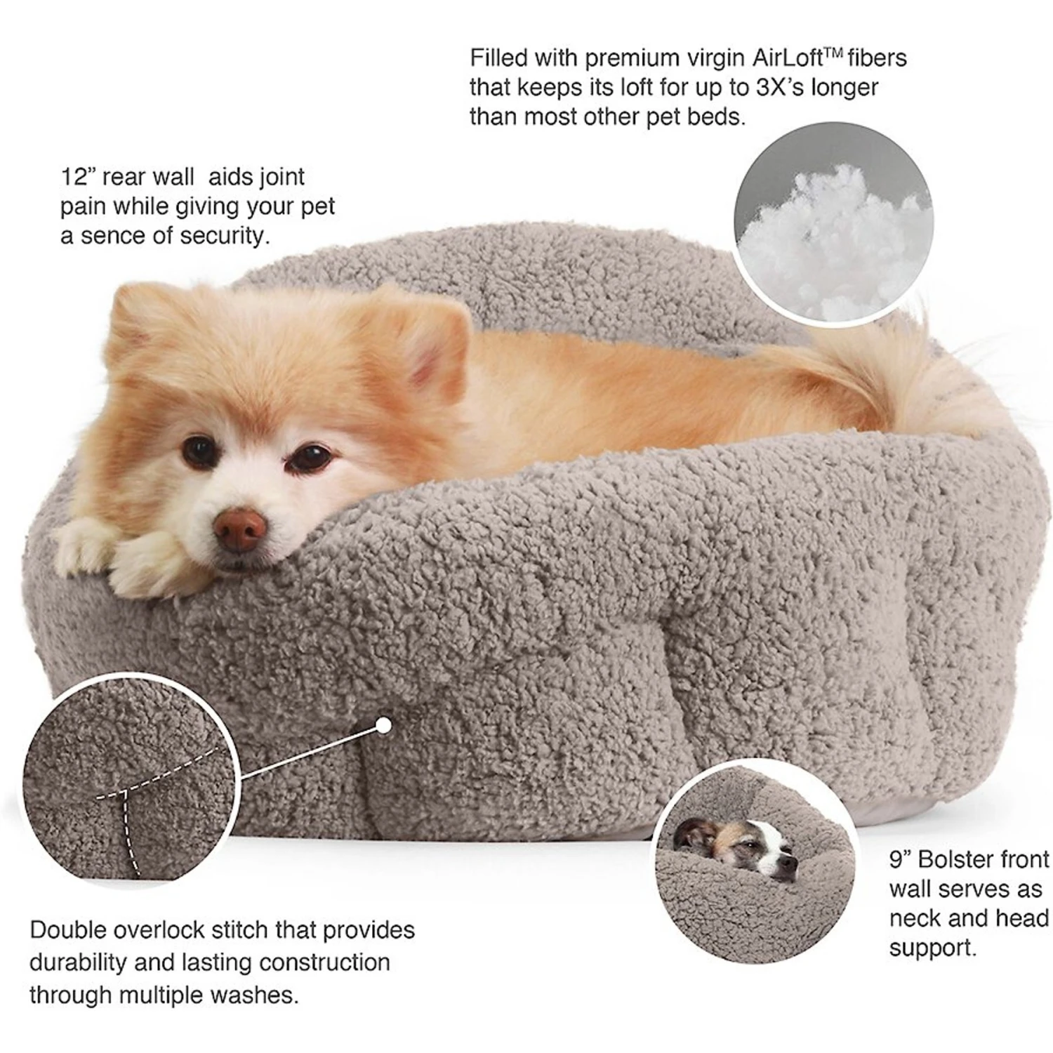 Best Friends By Sheri Sherpa Deep Dish Bolster Cat & Dog Bed W/Blanket & Plush Bone 4 Best Friends By Sheri Sherpa Deep Dish Bolster Cat & Dog Bed W/Blanket & Plush Bone - Image 2
