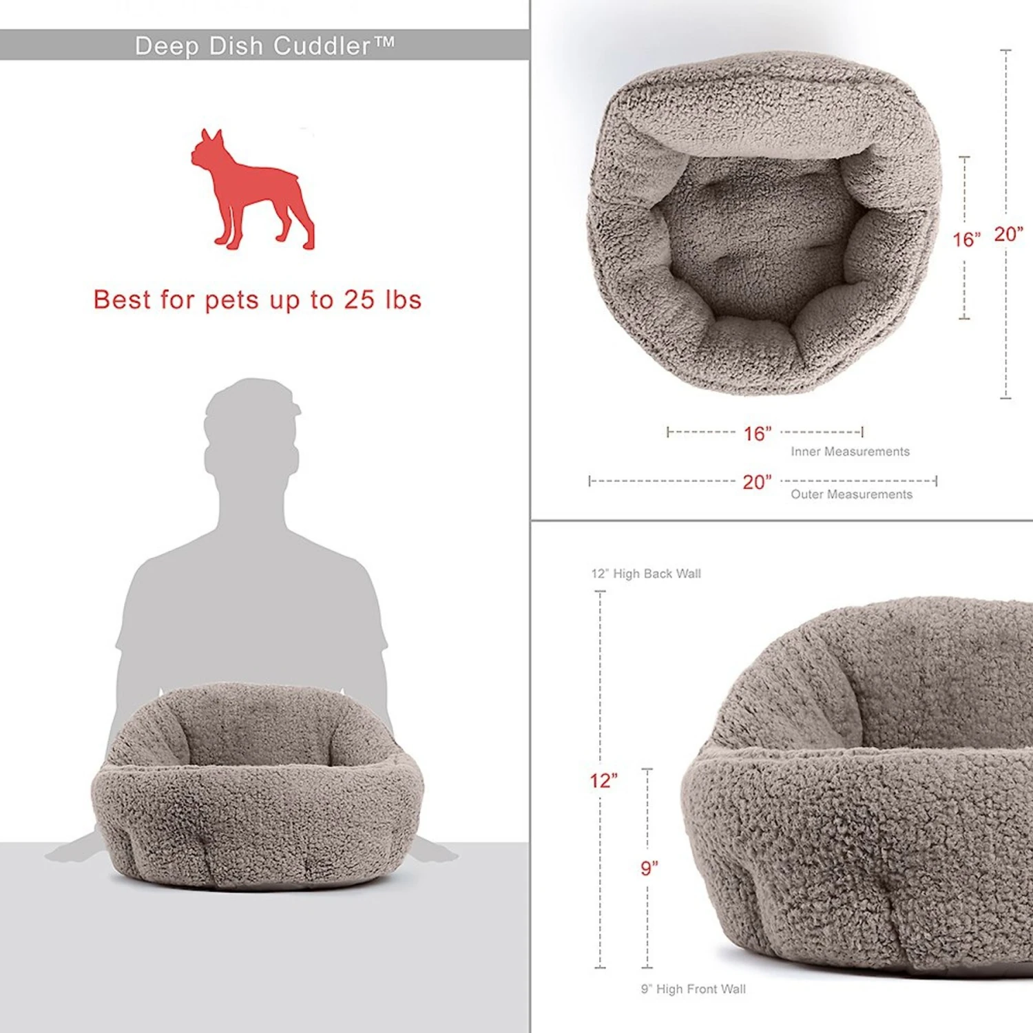 Best Friends By Sheri Sherpa Deep Dish Bolster Cat & Dog Bed W/Blanket & Plush Bone 6 Best Friends By Sheri Sherpa Deep Dish Bolster Cat & Dog Bed W/Blanket & Plush Bone - Image 4
