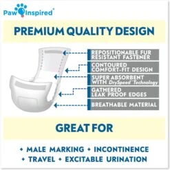 Paw Inspired Ultra Protection Disposable Belly Band Male Dog Wraps -Pet Dog Supply Store 208526 PT6. AC SS1800 V1582727328