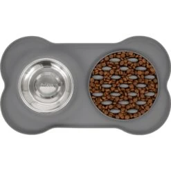 Frisco Silicone Slow Feeder Mat With Stainless Steel Bowl -Pet Dog Supply Store 215983 PT4. AC SS1800 V1591020085