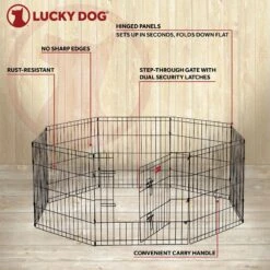 Lucky Dog Wire Dog Exercise Pen With Step-Thru Door -Pet Dog Supply Store 217627 PT8. AC SS1800 V1613804520