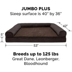 FurHaven Faux Fleece Memory Top Bolster Dog Bed With Removable Cover -Pet Dog Supply Store 222956 PT4. AC SS1800 V1606793531