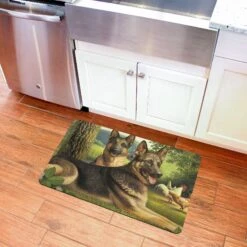 Bungalow Flooring German Shepherds & Chickens Dog Dinner Mat, 36 X 23-in -Pet Dog Supply Store 235673 PT3. AC SS1800 V1615333977