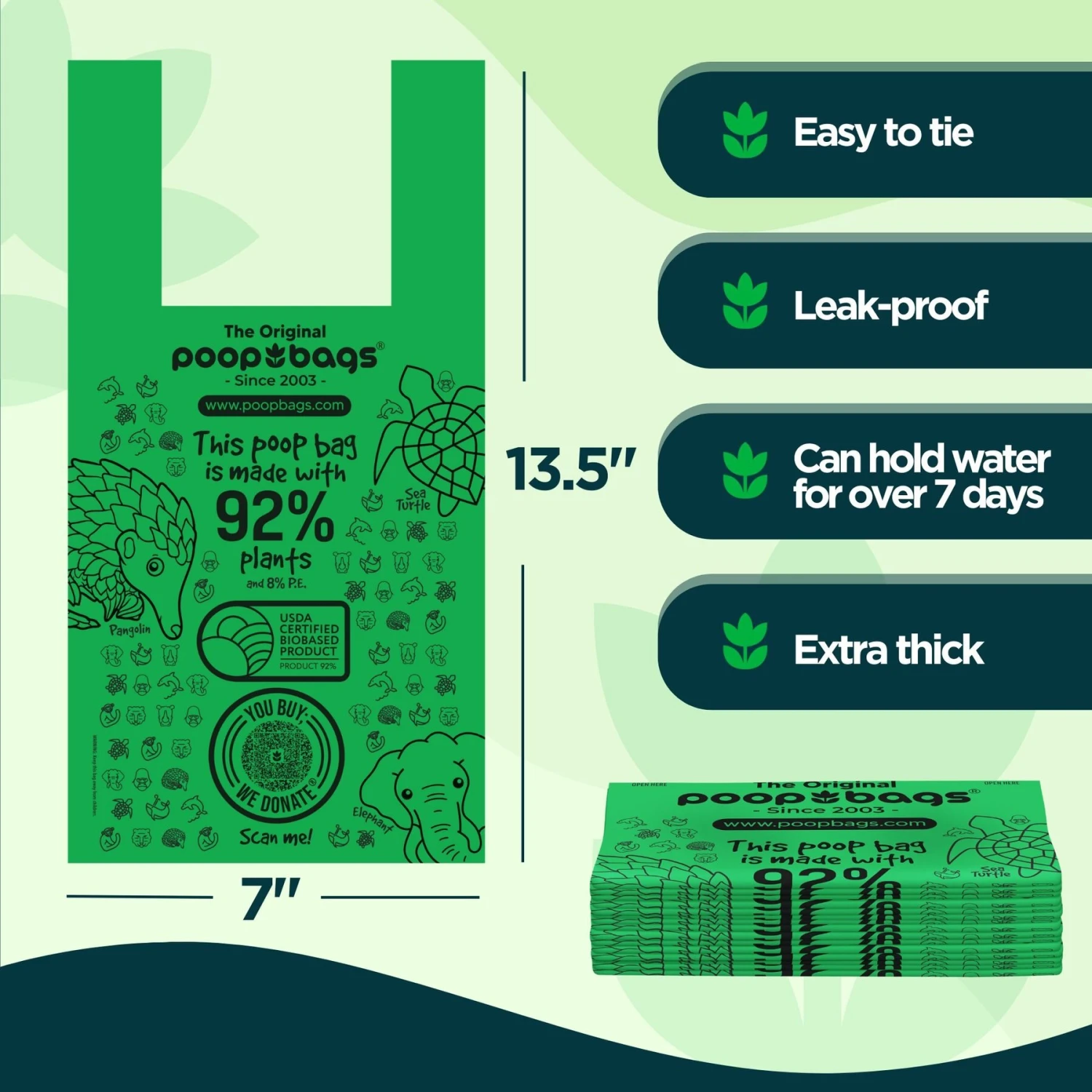 The Original Poop Bags Handle Tie Compostable Dog Poop Bags, 120 Count 4 The Original Poop Bags Handle Tie Compostable Dog Poop Bags, 120 Count - Image 2