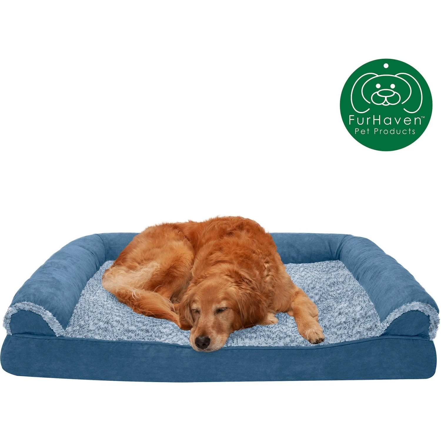 FurHaven Faux Fur & Suede Cooling Gel Sofa Dog & Cat Bed 6 FurHaven Faux Fur & Suede Cooling Gel Sofa Dog & Cat Bed - Image 4
