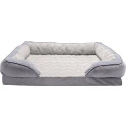 FurHaven Velvet Waves Perfect Comfort Cooling Gel Bolster Cat & Dog Bed With Removable Cover -Pet Dog Supply Store 244658 PT2. AC SS1800 V1602831673