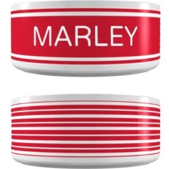 Frisco Preppy Stripes Ceramic Personalized Dog Bowl