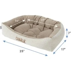 Frisco Rectangular Personalized Bolster Dog Bed W/Removable Cover, Beige, Medium -Pet Dog Supply Store 252613 PT2. AC SS1800 V1605142360