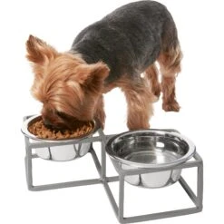 Frisco Elevated Diamond Stainless Steel Double Diner Dog & Cat Bowl