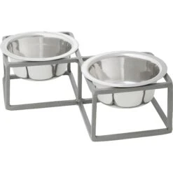 Frisco Elevated Diamond Stainless Steel Double Diner Dog & Cat Bowl -Pet Dog Supply Store 257147 PT2. AC SS1800 V1612365678