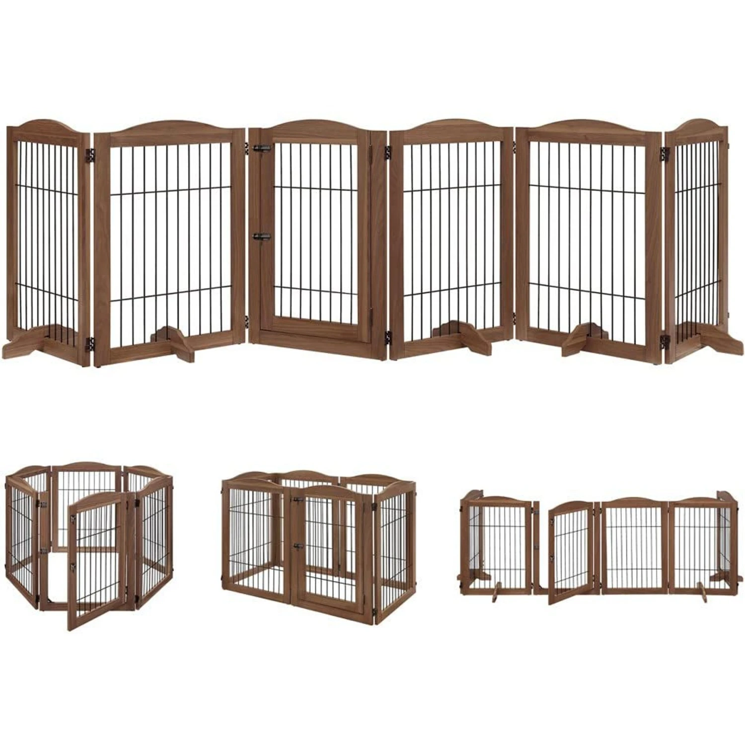 Unipaws 6 Panel Wire Dog Playpen Freestanding Pet Gate 4 Unipaws 6 Panel Wire Dog Playpen Freestanding Pet Gate - Image 2