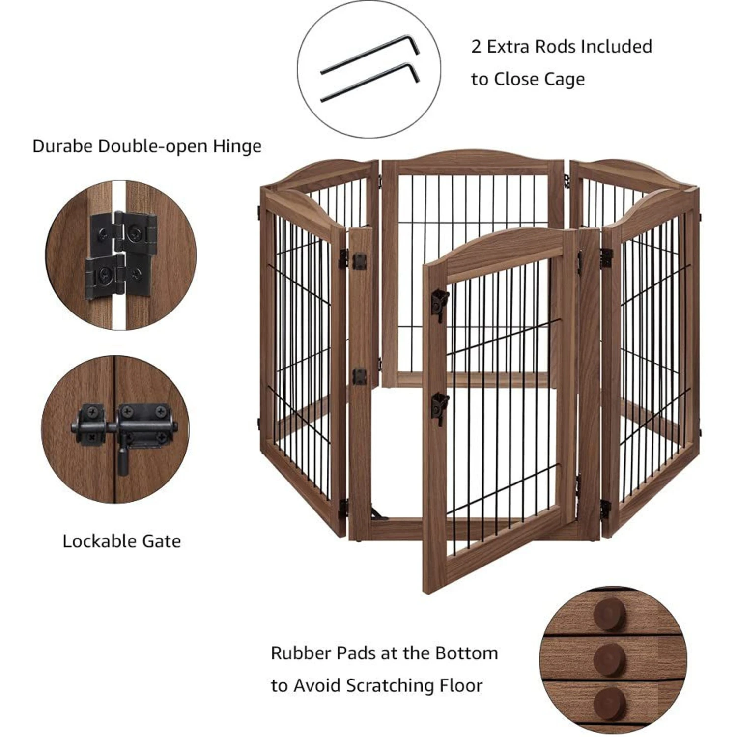 Unipaws 6 Panel Wire Dog Playpen Freestanding Pet Gate 7 Unipaws 6 Panel Wire Dog Playpen Freestanding Pet Gate - Image 5