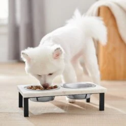 Frisco Marble Elevated Stainless Steel Double Diner Dog & Cat Bowls -Pet Dog Supply Store 277559 PT2. AC SS1800 V1630346721