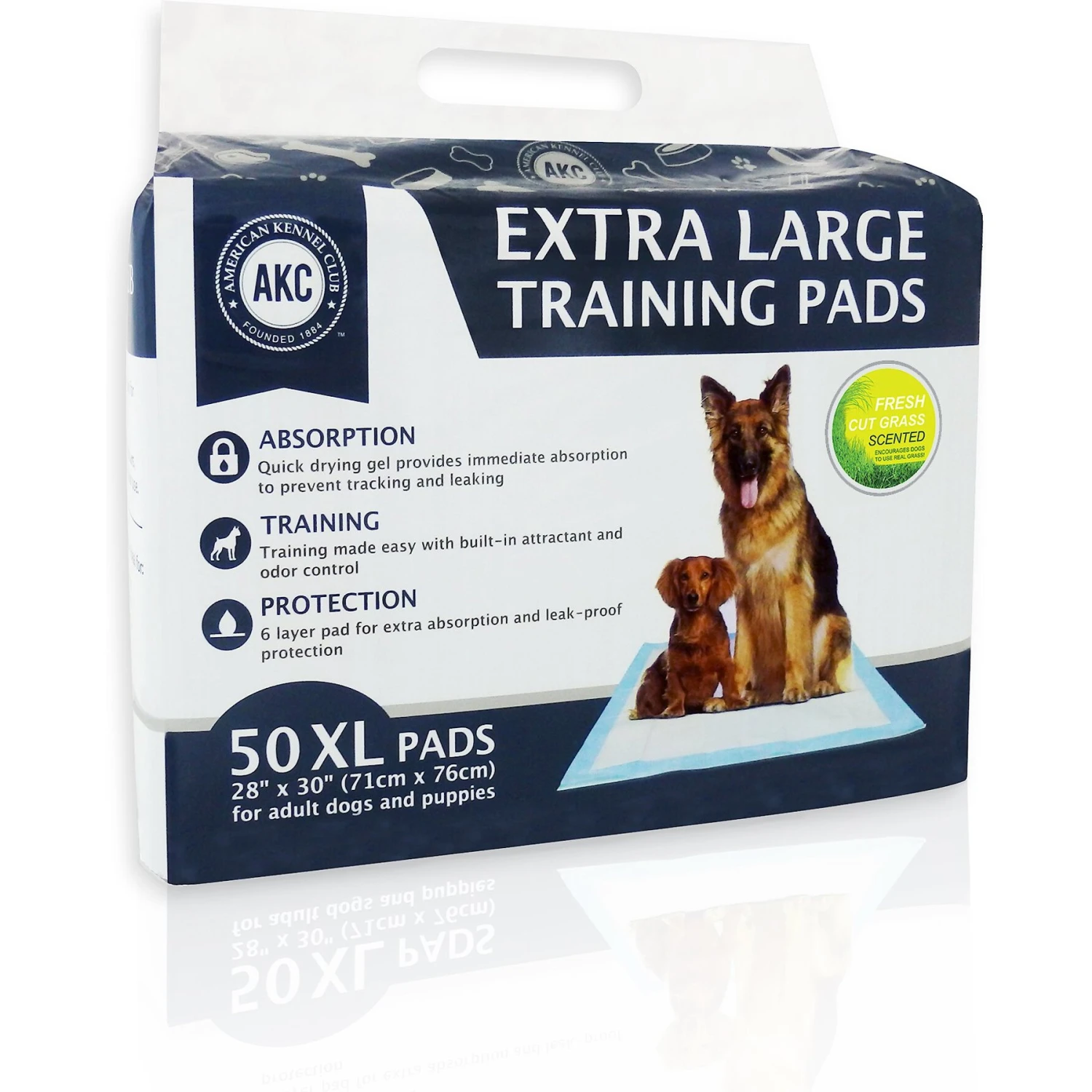 American Kennel Club AKC Ultra-Absorbent Fresh Cut Grass Scented Dog Training Pads, X-Large, 50 Count 3 American Kennel Club AKC Ultra-Absorbent Fresh Cut Grass Scented Dog Training Pads, X-Large, 50 Count