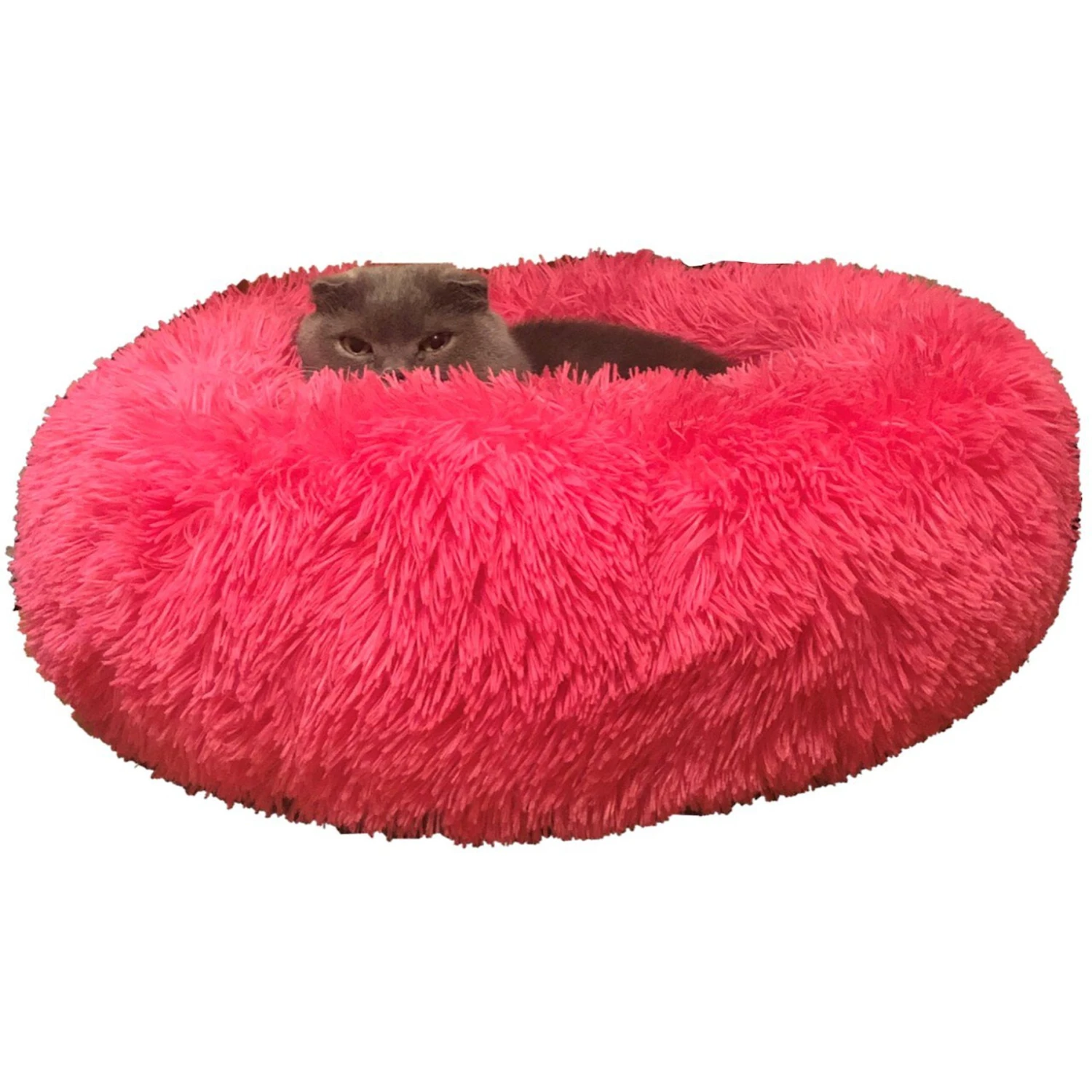HDP Round Fuzzy Bolster Dog Bed 3 HDP Round Fuzzy Bolster Dog Bed