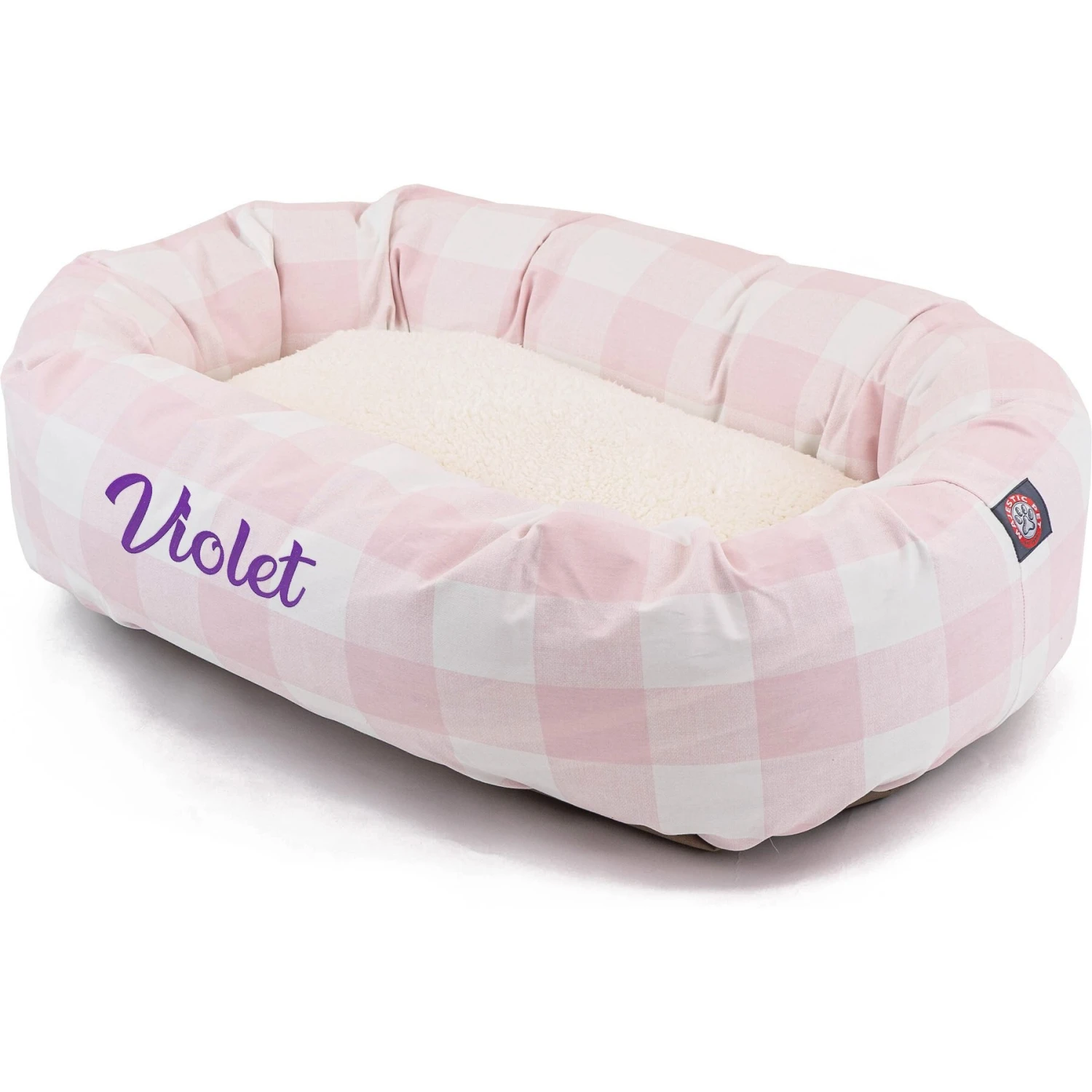 Majestic Pet Anderson Check Sherpa Personalized Bagel Cat & Dog Bed 4 Majestic Pet Anderson Check Sherpa Personalized Bagel Cat & Dog Bed - Image 2