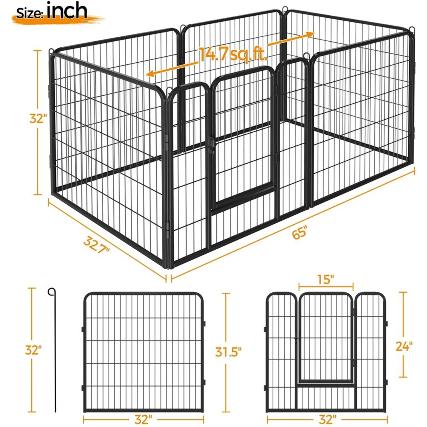 Yaheetech Heavy Duty Wire Dog & Cat Playpen, Black 5 Yaheetech Heavy Duty Wire Dog & Cat Playpen, Black - Image 3