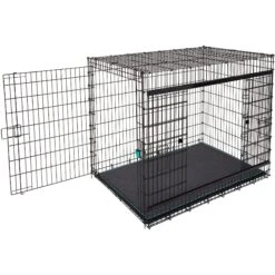 Frisco Heavy Duty Enhanced Lock Sliding Double Door Fold & Carry Wire Dog Crate & Mat Kit, 54 Inch -Pet Dog Supply Store 297463 PT6. AC SS1800 V1633115115