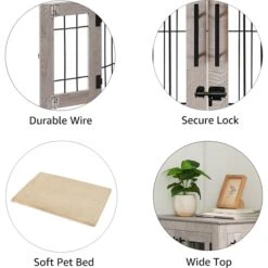 Unipaws Wooden Wire Dog Crate Furniture End Table -Pet Dog Supply Store 299112 PT5. AC SS1800 V1664533710