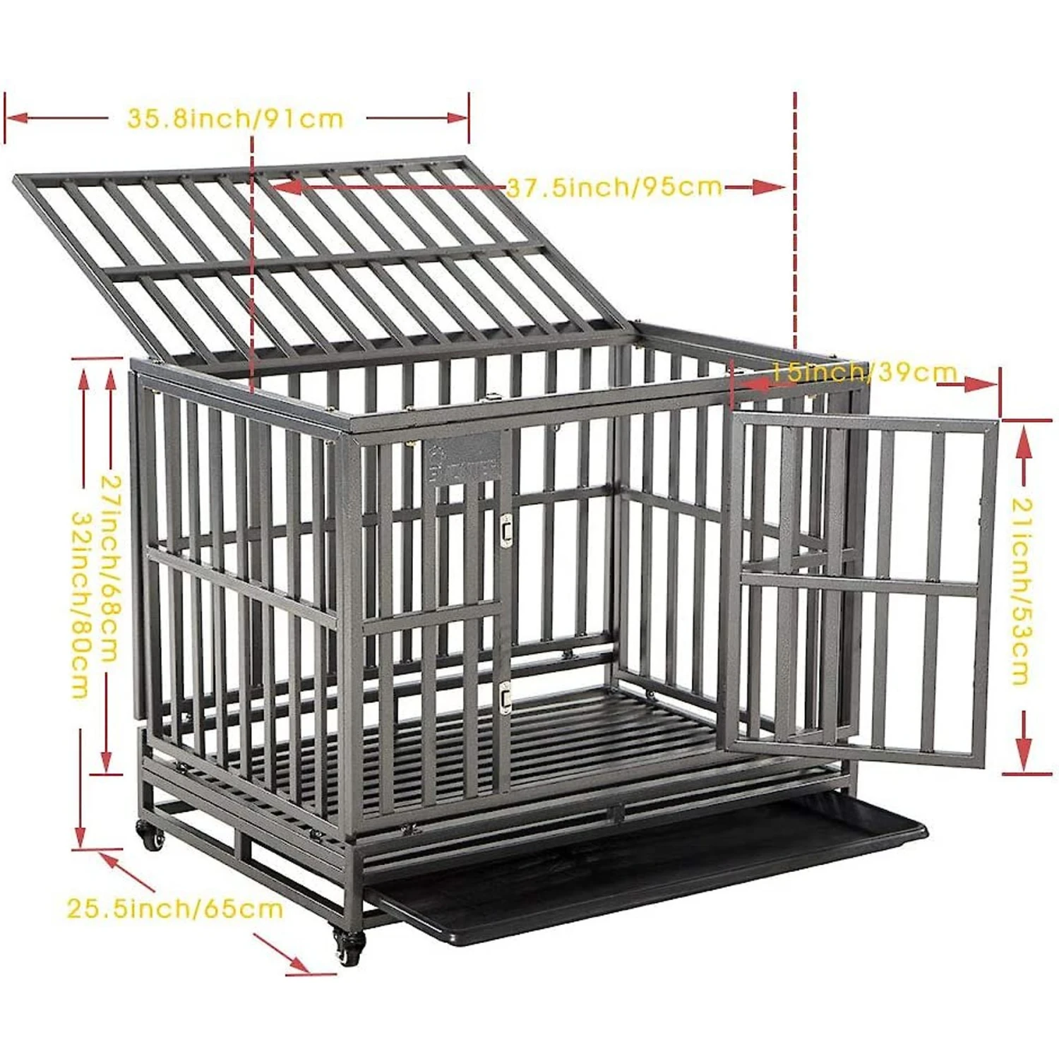 SMONTER Heavy Duty Strong Metal I Shape Dog Crate 4 SMONTER Heavy Duty Strong Metal I Shape Dog Crate - Image 2