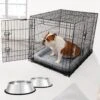 Frisco Fold & Carry Double Door Collapsible Wire Dog Crate & Mat Kit & Frisco Stainless Steel Bowl -Pet Dog Supply Store 303428 MAIN. AC SS1800 V1657656797